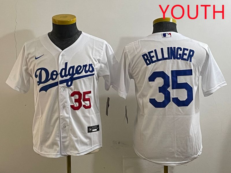 Youth Los Angeles Dodgers #35 Bellinger White Game 2025 Nike MLB Jersey style 5->youth mlb jersey->Youth Jersey